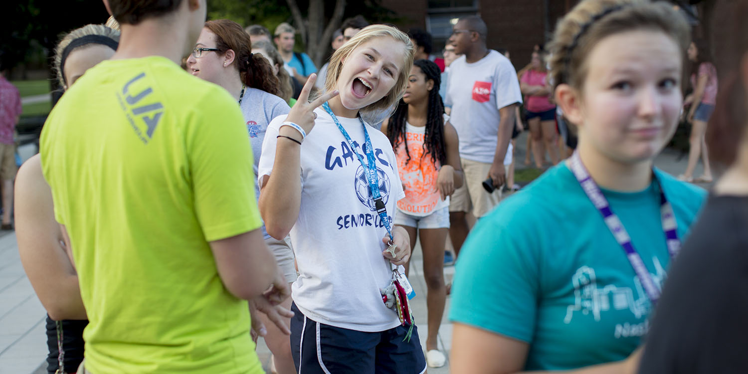 Student Giving Peace Sign