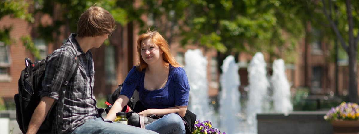 Two students on campus