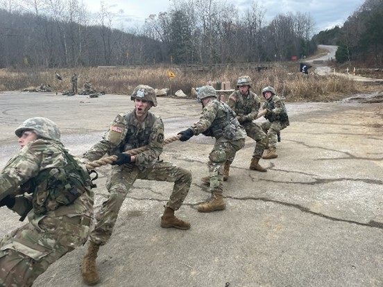 Cadets participating in tug of war